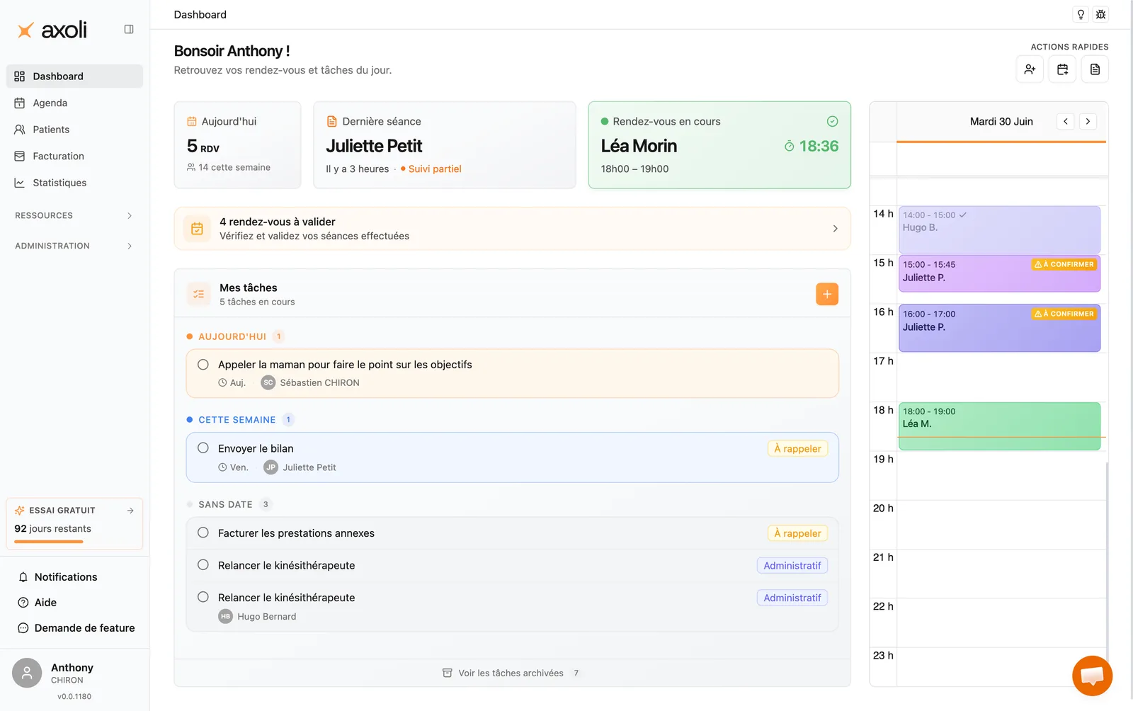 Aperçu Dashboard